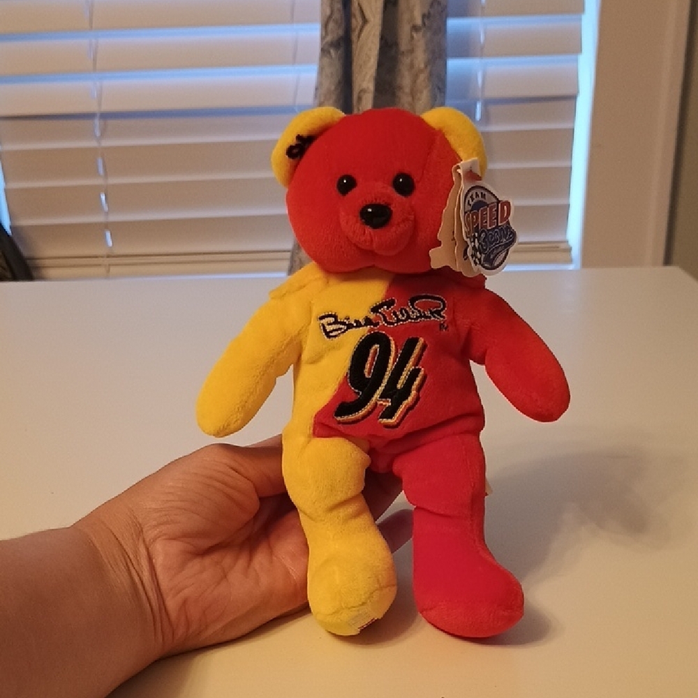 Vintage 1999 Bill Elliott Nascar Racing Beanie Baby Red and Yellow